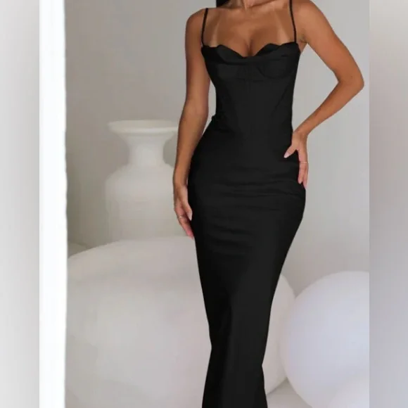 HOUSE OF CB 'Charmaine' Black Corset Maxi Dress/Size Small Cup A-C NWOT - Picture 2 of 7